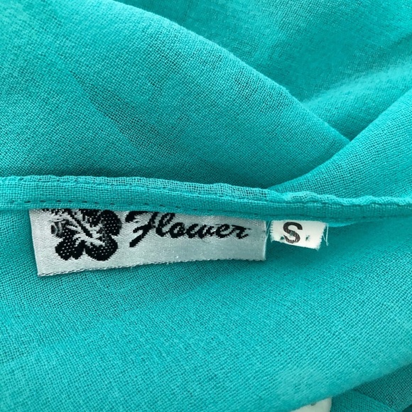 - Womens Aqua Blue & Sequins Sheer Top. Small - Picture 6 of 9